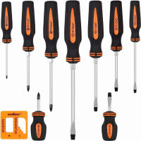 HORUSDY 10-Pieces Magnetic Screwdriver Set, 4 Phillips and 5 Flat Head Tips Screwdriver for Fastening and Loosening Seized Screws