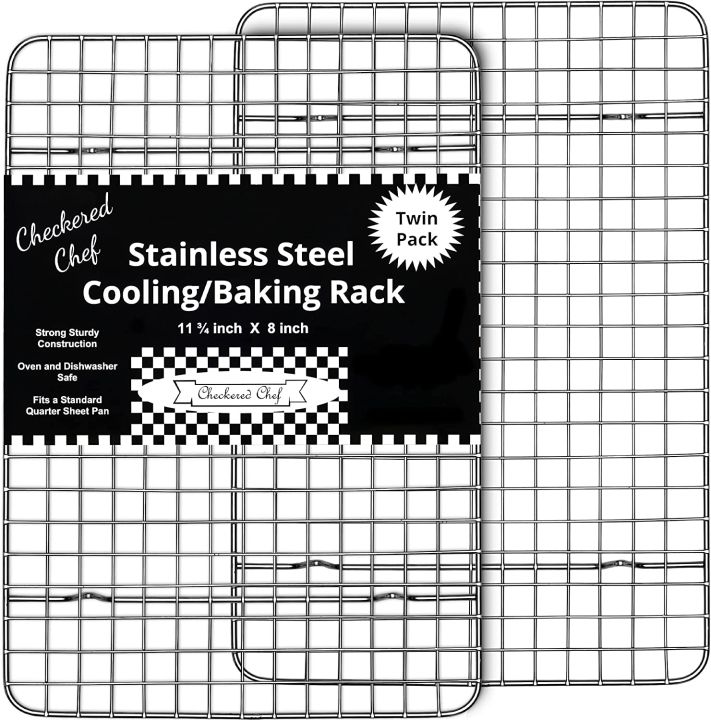 Checkered Chef Cooling Rack - Set of 2 Stainless Steel, Oven Safe