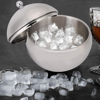 Stainless Steel Ice Bucket Double Wall Insulation Ice Container Wine Champagne Barrel with Cover for Home Wedding Party
