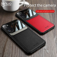 Lenuo ปลอกเคสหนัง TPU นิ่มแบบซ้อนป้องกันได้สำหรับ Huawei P60เลนส์ศิลปะรวมทุกอย่าง