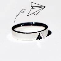 S925 pure silver paper airplane creative design simple fashion ring Yin rain unisex couples engraving buddhist monastic discipline —D0517