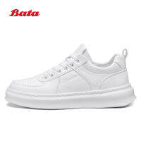 Bata รองเท้าบุรุษฤดูใบไม้ร่วง2023ใหม่รองเท้าเสือผ้าฤดูร้อนยกระดับขนาดเล็กลำลองกีฬาสีขาวรองเท้าแฟชั่นอเนกประสงค์