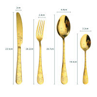 Christmas Gift Spoon Kitchen Accessories Tableware Set Fork Stainless Steel Cutlery Gold Tableware Mirror Cutlery