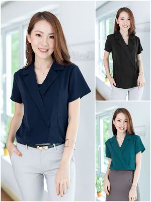 Narinari : NT2299 Overlap Collar Blouse