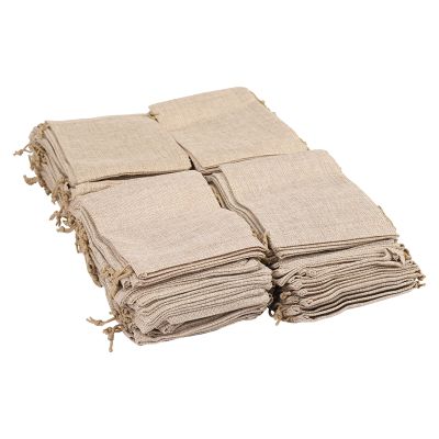 100pcs Burlap Packing Pouches Drawstring Bags 13x18cm Gift Bag Jute Packing Storage Linen Jewelry Pouches Sacks for Wedding Party Shower Birthday Christmas Jewelry DIY Craft