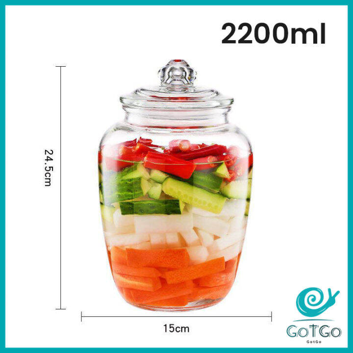 gotgo-ขวดแก้วใส-กระปุกหัวไชเท้าดอง-ดองกิมจิ-ฝาปิดผนึกได้ดี-glass-canister