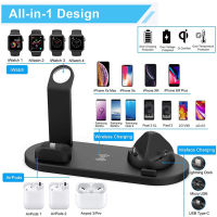 4 In 1 Wireless Charger Stand Pad สำหรับ 14 13 12 11X8 โต๊ะชาร์จศัพท์ Fast Charging Dock Station