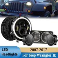 【CW】 7 inchHeadlights FrontTurn SignalLights forWrangler JK 2007 2017 HeadlampsDriving Light