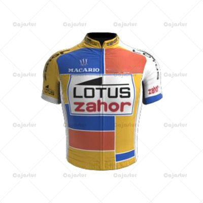 Retro Lotus Zahor Cycling Jersey Men Summer Maiot Ciclismo Short Sleeve Bicycle Clothing Quick Dry Bike Jersey Cajastur