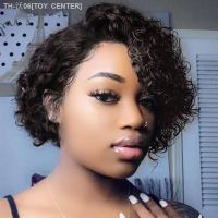 Short Kinky Curly Human Hair Wig Afro Short Wigs Pixie Cut Wig Human Hair No Lace Front Natural Brazilian Hair Wigs For Women [ Hot sell ] TOY CENTER