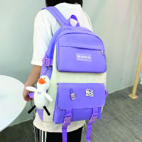 2022 New Womens Canvas Backpack Four Piece Backpacks for Cute Girls Nylon School Bag Large Capacity Rucksack Anti Theft Mochila