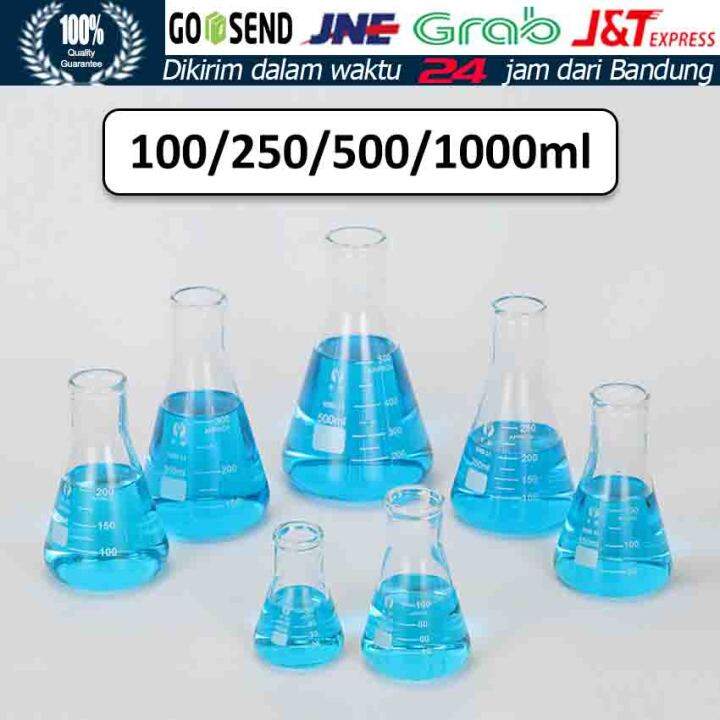 Labu Erlenmeyer Flask Gelas Ukur Kaca Pyrex Conical Glass Botol ...