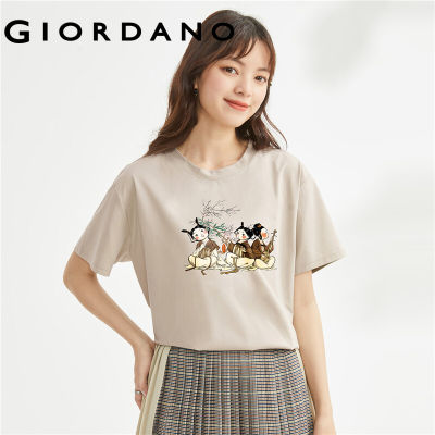 GIORDANO Women Lu Ming Shan Series T-Shirts Crewneck Summer Tshirts Cotton Art Print Short Sleeve Fashion Casual Tee 99393022 vnb