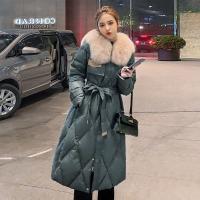 [COD] Wash-free glossy oversized collar down jacket womens mid-length 2022 winter new hot style white duck