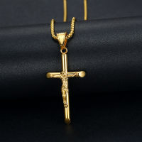 Hip Hop Crucifix Jesus Cross Pendant Necklaces Male Gold Color Stainless Steel Chains For Men Women Jewelry Gifts Dropshipping