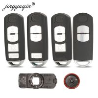 AHlmsm Jingyuqin Smart Remote Key Shell Case 2/3/4ปุ่ม Fit สำหรับ Mazda X-5 Summit M3 M6 Axela Atenza พร้อมใบมีดฉุกเฉิน