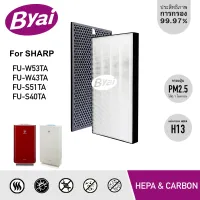 แผ่นกรอง True HEPA H13 เครื่องฟอกอากาศ Sharp รุ่น FU-W53TA, FU-W43TA, FU-S51TA และ FU-S40TA พร้อมแผ่นคาร์บอน กรองกลิ่น