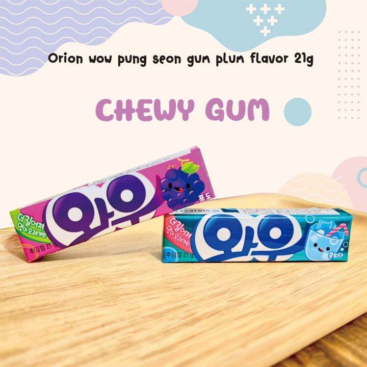 ขนมเกาหลี หมากฝรั่งกลิ่นผลไม้ Orion wow pung seon gum flavor 21g