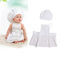 SWEETJOHN White Chef Hat Kit Costume Photography Apron Cotton Blended Cute Newborn For Kids Costumes Cook Baby PhotosMulticolor