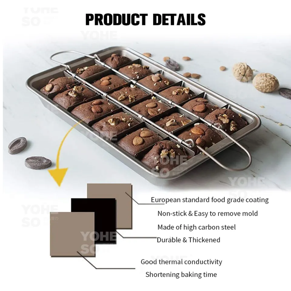 Brownie Pan Non Stick Brownie Pans with Dividers, High Carbon Steel Precut  Brownie Baking Pan, 18 Pre-slice Brownie Baking Tray for Oven Baking