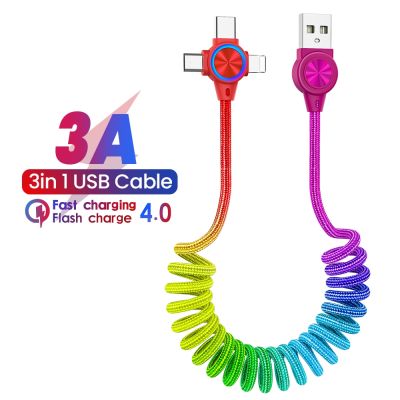 Chaunceybi 1M Cable iPhone 8 Pin Type-C Fast Charger Sansung Retractable USB Data Cord