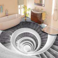 3D Rotate Stair Floor Wallpaper Murals Self-Adhesive Kitchen Bath Floor Waterproof Floor Stickers