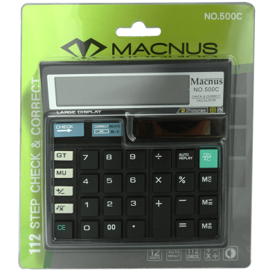 Macnus เครื่องคิดเลข No.500C Black Calculator 12Digits