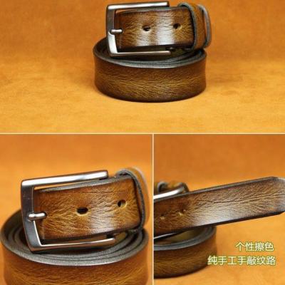 Brush color belts contracted leisure mens pure manual type grain natural young head layer cowhide belt leather belt --npd230704◘▬