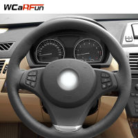 WCaRFun สีดำหนังเทียมรถพวงมาลัยฝาครอบล้อสำหรับ BMW E83 X3 2003-2010 E53 X5 2004-2006