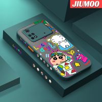 เคส JIUMOO สำหรับ Xiaomi Poco X4 Pro 5G Poco M4 Pro Poco C40แฟชั่นลายการ์ตูน Shin-Chan เคสโทรศัพท์เนื้อแข็งแบบบางขอบสี่เหลี่ยมปลอกซิลิโคนคลุมทั้งหมดป้องกันเลนส์กล้องเคสกันกระแทก