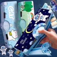 Cartoon High-capacity Mechanism Pencil Case Set With Scissors Tape Eraser Ruler Kawaii Kids Stationery Toys Gift School Supplies Shoes Accessories