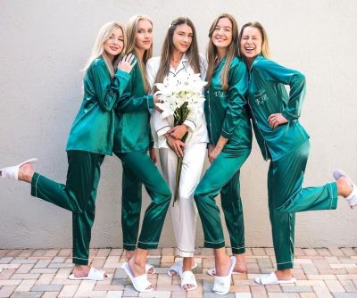 ❆ Bridesmaid Pajamas Bride Pjs For Women Silk Sleepwear Personalized Satin Pajama 2PC Bridal Party Custom Hen Party Pjs Tops Pants