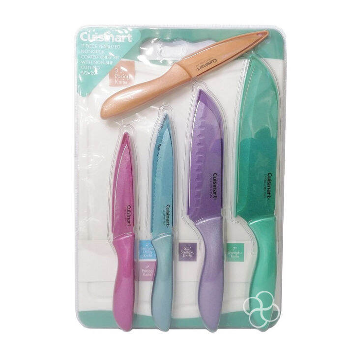 Cuisinart 11Piece Colored Pearlized Knife Set with Cutting Board