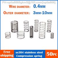 50Pcs SUS304 Stainless Steel Compression Spring Wire Diameter 0.4mm Return Spring Small Spiral Sspring Ressort 5mm 10mm 20mm 30