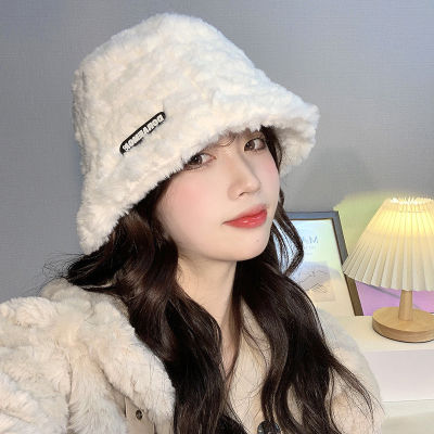 ผู้หญิงใหม่ Faux Fur Topi Bucket สีทึบอ่อน Plush หมวกชาวประมงอบอุ่นหนาฤดูหนาวกลางแจ้งถัง Sunbonnet เกาหลี Gorras