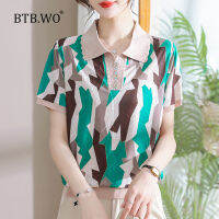 BTB.WO เสื้อแฟชั่นสตรีถักไหมพรมเสื้อยืดลำลอง35-55ปี