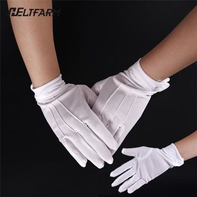 White Cotton Gloves Formal Work Uniform Catering Uniforms Magician Parades Inspection Five-fingers Women Mens Work Gloves