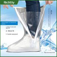 F8C503Y 1pair หลอดทรงสูง ที่คลุมรองเท้ากันน้ำ ทนต่อการสึกหรอ วันฝนตก ผ้าคลุมรองเท้ากันฝน คุณภาพที่ดี กันลื่น ตัวป้องกันรองเท้า สำหรับผู้หญิง