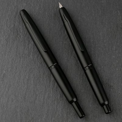 ปากกาหมึกซึม A1สีดำ MAJOHN มาใหม่ล่าสุดย้อนยุคหนังด้านหดได้0.4มม. หมึกแบบกดปลายปากกา EF ปากกาสำหรับการเขียนเครื่องเขียนสำนักงาน