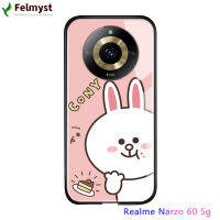 เคสมันวาวสำหรับ Realme 11 5G Realme Narzo 60 5G หรูหราการ์ตูนกระต่ายน่ารักเป็ดสีเหลืองเล็กหมีดีไซน์ปาร์ตี้กระจกเทมเปอร์เคสฝาหลัง