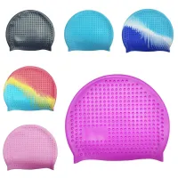 【CW】2022 Plus Size Colorful Swimming Cap Silicone Women Men Waterproof Headwear Long Hair Sports Hats Swim Pool Turban Bathing HatTH