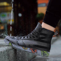 ใหม่ผู้ชาย Rain Boot รองเท้าตกปลากลางแจ้ง Anti Slip Punk ข้อเท้ายางรองเท้ากันน้ำ Strong Blocking Water Rain รองเท้าขนาด39-44 ~