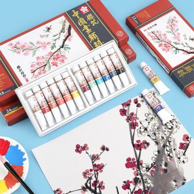 SAKURA 12/18/24 Colors Chinese Painting Pigments Set Painting Drawing Tools For Artist Students Art School Supplies Stationery