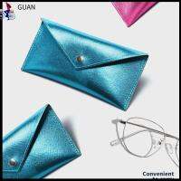 GUAN สีทึบทึบ กระเป๋าใส่แว่นอ่านหนังสือ น้ำหนักเบามาก เครื่องหนังแท้ กระเป๋าใส่แว่นกันแดด สะดวกสบายๆ กันน้ำกันน้ำได้ กล่องใส่แว่นตา สำหรับผู้หญิง