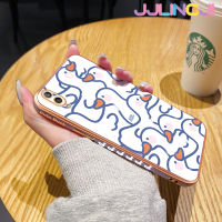 Jjlingji เคสสำหรับ Huawei Y7 Pro 2019เคสลายการ์ตูนน่ารักหงส์ขาวสวยดีไซน์ใหม่ซิลิโคนชุบด้านข้างเคสโทรศัพท์ฝาปิดเลนส์เต็มรูปแบบกล้องถ่ายรูปเคสป้องกันกล่องกันกระแทก Softcase