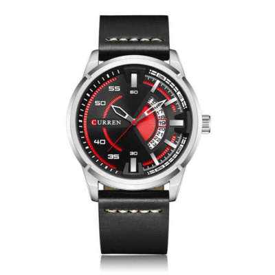 Curren นาฬิกาข้อมือผู้ชาย แท้ 100% คมเฉียบเรียบสบายๆลุยไปได้ทุกที่ แสดงวันที่ สายหนัง รุ่น C8298 NEW พร้อมกล่องนาฬิกา CURREN