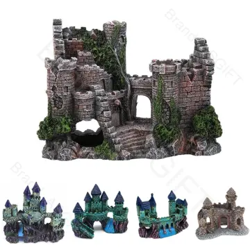 Aquarium Cave Castle Decoration Artificial Building Rocks Fish Tank  Landscaping Ornament 