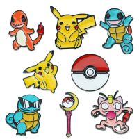 SELLYER ของขวัญสำหรับเด็ก อะนิเมะตรา Lapel Pin Squirtle แจ็คเก็ตพิน ตกแต่งกระเป๋า ปิกาจู ป้ายพิน เข็มกลัดโลหะ เข็มกลัดเคลือบ ตราโปเกมอน