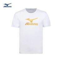 เสื้อยืดแขนสั้นพิมพ์โลโก้คอกลมธรรมดาสำหรับกีฬา Mizuno Baju Atasan Olahraga ผ้าฝ้ายแท้เรียบง่ายอเนกประสงค์สำหรับทั้งหญิงและชายฤดูใบไม้ผลิและฤดูร้อน