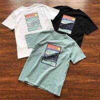 ♙เสื้อยืด PATAGONIA Tm เทรนด์เสื้อยืดผ้าฝ้ายโจ๊กเกอร์หลากหลายอารมณ์พิมพ์ลายสีเขียวความหนาแน่นสูง45698ผู้ชายและผู้หญิง